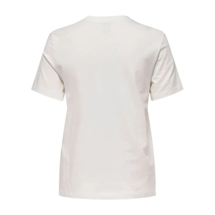 ONLY Tee shirt col rond hariettte avec chat à lunettes Femme BLANC