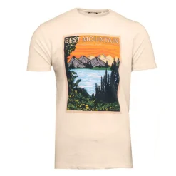 BEST MOUNTAIN Tee shirt col rond imprimé paysage de montagne Homme BEIGE
