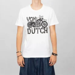 VON DUTCH Tee shirt col rond imprimé moto Homme BLANC Discount