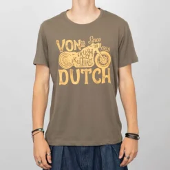 VON DUTCH Tee shirt col rond imprimé moto Homme KAKI Outlet