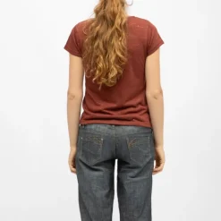 DEELUXE 74 Tee shirt col rond tissu chiné fil doré Femme MARRON Discount