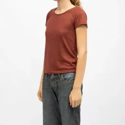 DEELUXE 74 Tee shirt col rond tissu chiné fil doré Femme MARRON Discount