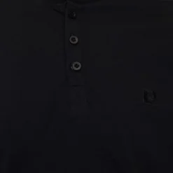 PIERRE CARDIN Tee shirt col tunisien avec boutons Homme NOIR Sale