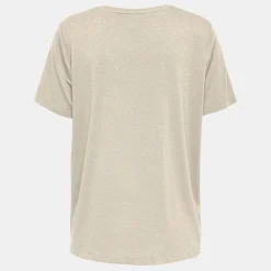 ONLY Tee shirt col V à pailettes Harly Femme BEIGE Best