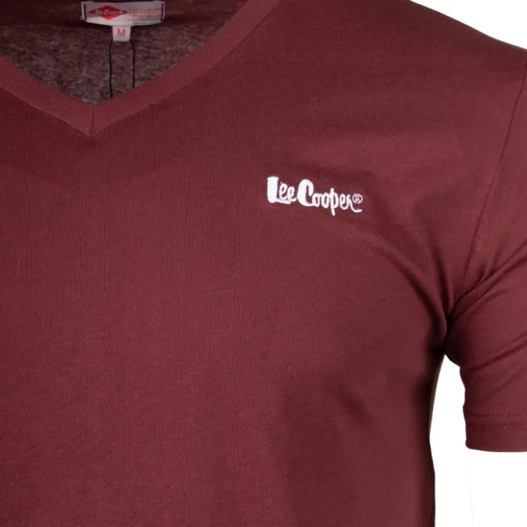 LEE COOPER Tee shirt col v canard poitrine travis Homme BORDEAUX Hot