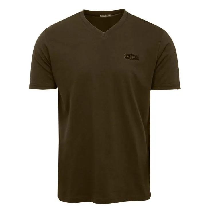 REDSKINS Tee shirt col V Dalton avec logo Homme KAKI Clearance