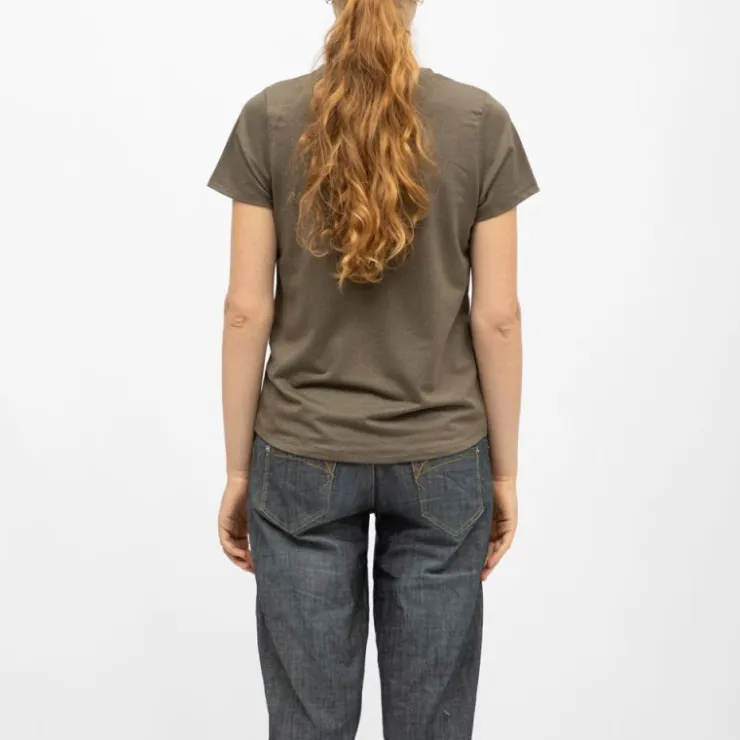 DEELUXE 74 Tee shirt col v glowy khaki manches courtes Femme KAKI New