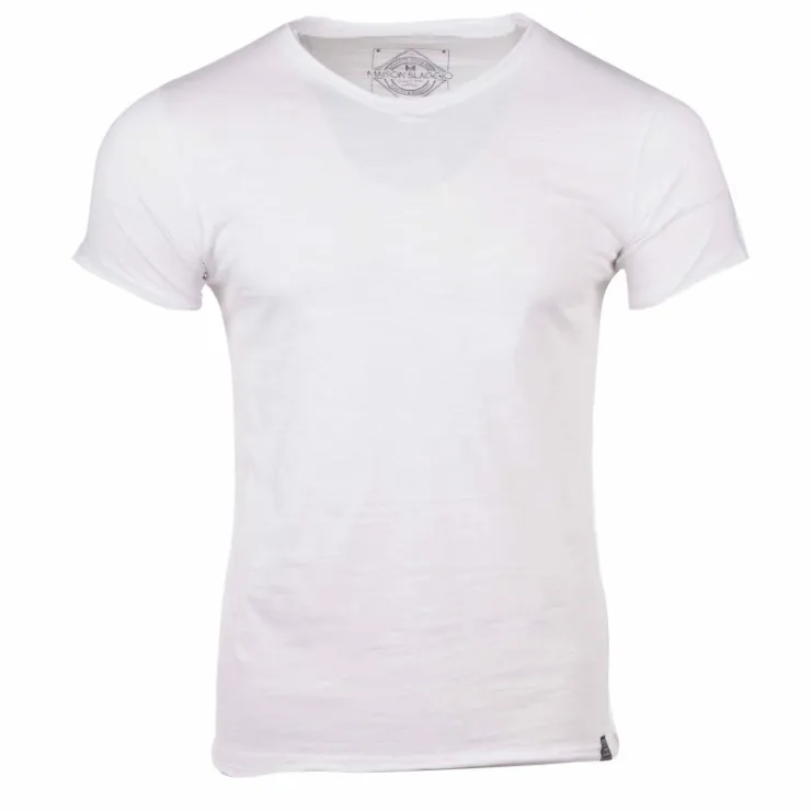 BLAGGIO Tee shirt col v Homme BLANC Hot