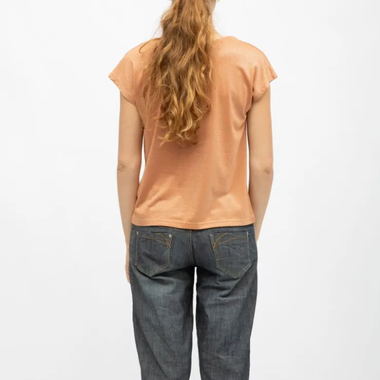 DEELUXE 74 Tee shirt col v noir jossy butternut Femme ORANGE Clearance