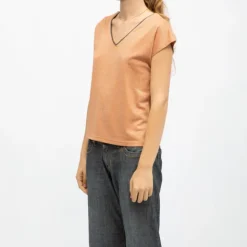 DEELUXE 74 Tee shirt col v noir jossy butternut Femme ORANGE Clearance