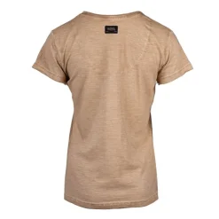 VON DUTCH Tee shirt col v strass logo chiné Femme BEIGE New