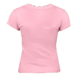 CHANTAL THOMASS Tee shirt col v venezia avec dentelle Femme ROSE CLAIR