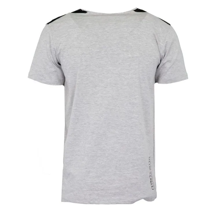 GEORGES RECH Tee shirt coton bandes épaules texte Sport brodé Homme GRIS CLAIR Discount
