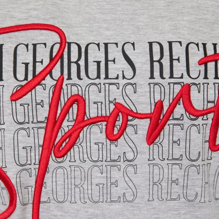 GEORGES RECH Tee shirt coton bandes épaules texte Sport brodé Homme GRIS CLAIR Discount