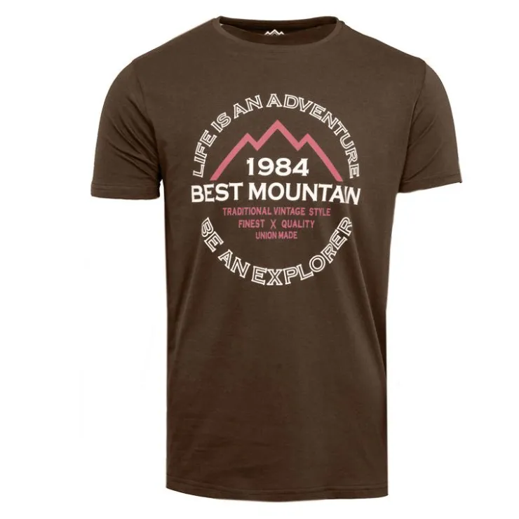 BEST MOUNTAIN Tee shirt coton basique imprimé textuel Homme KAKI Discount