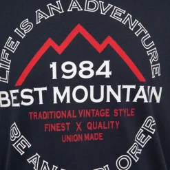 BEST MOUNTAIN Tee shirt coton basique imprimé textuel Homme BLEU FONCE Hot