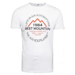 BEST MOUNTAIN Tee shirt coton basique imprimé textuel Homme BLANC Clearance