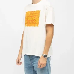 LEVI'S Tee shirt coton col rond imprimé étiquette Homme BLANC ECRU Outlet
