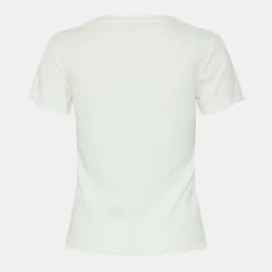PIECES Tee shirt coton col rond manches courtes Femme BLANC Best