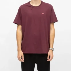 LEVI'S Tee shirt coton col rond coupe droite Homme BORDEAUX New