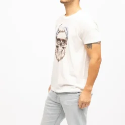 DEELUXE 74 Tee shirt coton garland imprimé tête de mort Homme BLANC ECRU Outlet