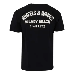 WHEELS AND WAVES Tee shirt coton imprimé dos textuel Homme NOIR Sale