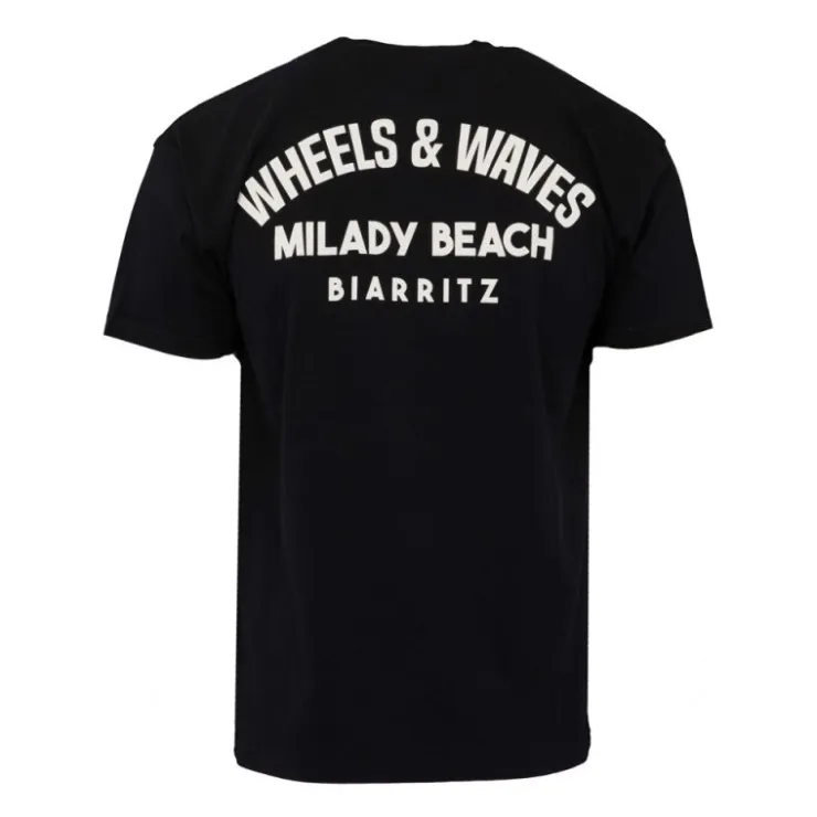 WHEELS AND WAVES Tee shirt coton imprimé dos textuel Homme NOIR Sale