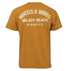 WHEELS AND WAVES Tee shirt coton imprimé dos textuel Homme JAUNE Outlet