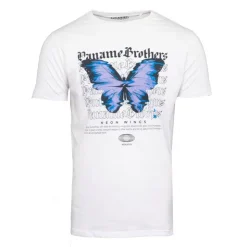 PANAME BROTHERS Tee shirt coton imprimé papillon glitch avec textes Homme BLANC Sale