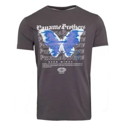 PANAME BROTHERS Tee shirt coton imprimé papillon glitch avec textes Homme GRIS FONCE Best