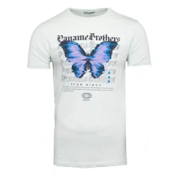 PANAME BROTHERS Tee shirt coton imprimé papillon glitch avec textes Homme VERT CLAIR Sale