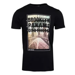 PANAME BROTHERS Tee shirt coton imprimé pont de Brooklyn Homme NOIR Discount