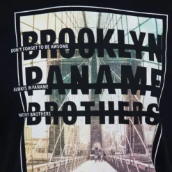 PANAME BROTHERS Tee shirt coton imprimé pont de Brooklyn Homme NOIR Discount