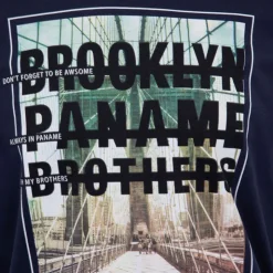 PANAME BROTHERS Tee shirt coton imprimé pont de Brooklyn Homme BLEU FONCE Hot