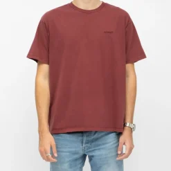 LEVI'S Tee shirt coton manches courtes col rond couleur unie Homme BORDEAUX
