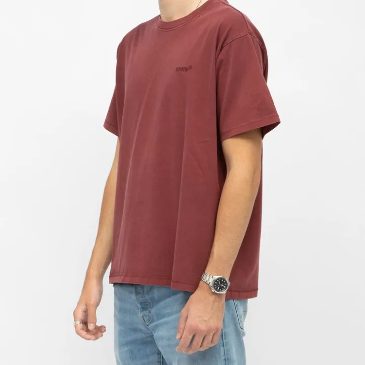 LEVI'S Tee shirt coton manches courtes col rond couleur unie Homme BORDEAUX