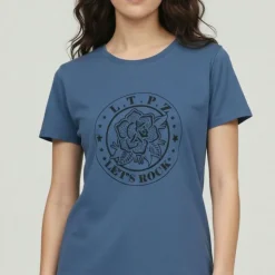 LES TROPEZIENNES PAR M.BELARBI Tee shirt coton oxford avec blason imprimé Femme BLEU Discount