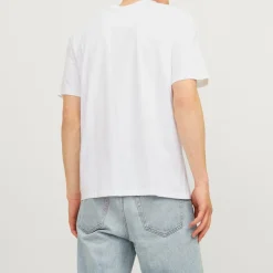JACK & JONES Tee shirt coton tiley imprimé logo col ras de cou Homme BLANC Sale