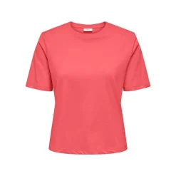 JDY Tee shirt court coton rex col rond Femme ORANGE Best