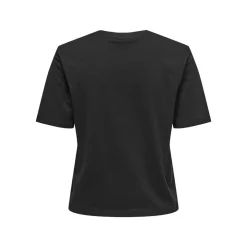 JDY Tee shirt court coton rex col rond Femme NOIR Hot