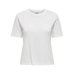 JDY Tee shirt court coton rex col rond Femme BLANC Hot