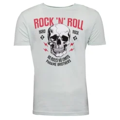 PANAME BROTHERS Tee shirt crane de squelette coton Rock 'N' Roll Homme VERT CLAIR Hot