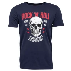 PANAME BROTHERS Tee shirt crane de squelette coton Rock 'N' Roll Homme BLEU FONCE Outlet