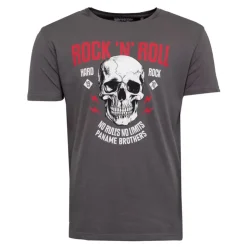 PANAME BROTHERS Tee shirt crane de squelette coton Rock 'N' Roll Homme GRIS FONCE