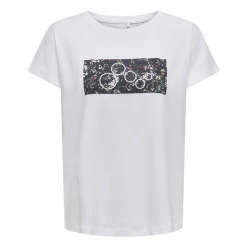 ONLY Tee shirt de sport coton bio imprimé graphique BLANC Outlet