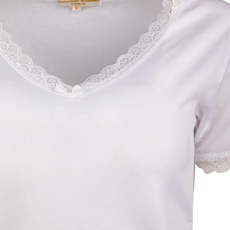 JEAN-LOUIS SCHERRER Tee shirt dentelle coton moyra Femme BLANC
