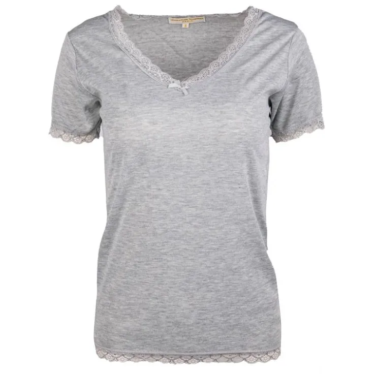 JEAN-LOUIS SCHERRER Tee shirt dentelle coton moyra Femme GRIS