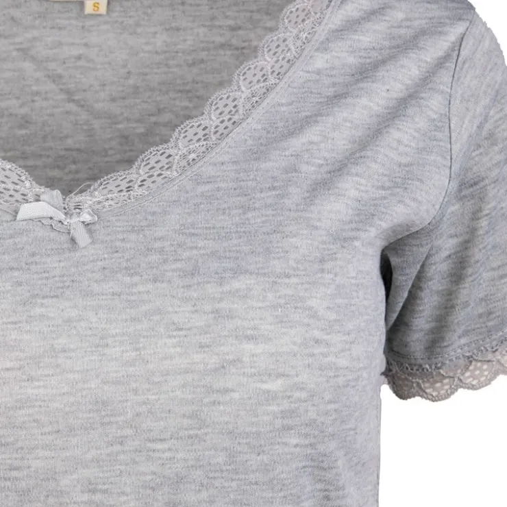 JEAN-LOUIS SCHERRER Tee shirt dentelle coton moyra Femme GRIS