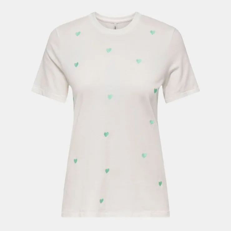 ONLY Tee shirt en coton imprimé coeurs Femme BLANC Best
