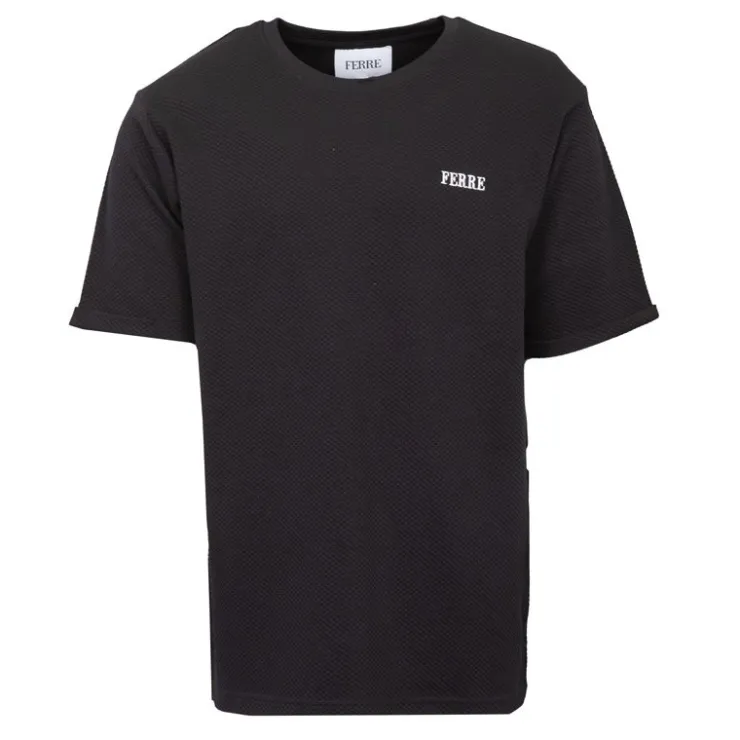 GIANFRANCO FERRE Tee shirt en coton texturé logo brodé Homme NOIR
